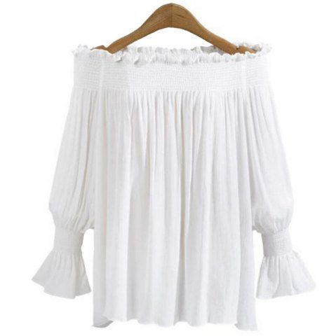 Women's Lace Crochet Ruffled Shirt Top Long Lantern Sleeve