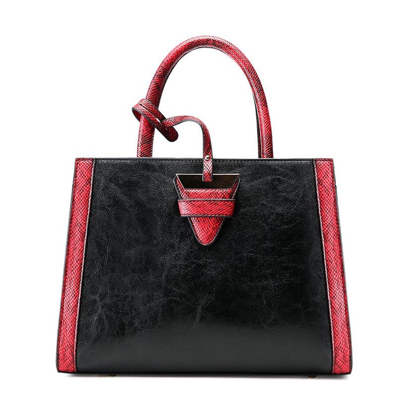 

Triangle Bag Leather Handbag Fashion Messenger Bag, Black