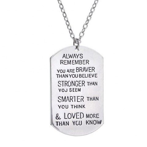 Online New arrived dog tag Always Remember You Are Braver Pendant Inspirational Necklace New Jewelry Gifts (Color: Silver)  