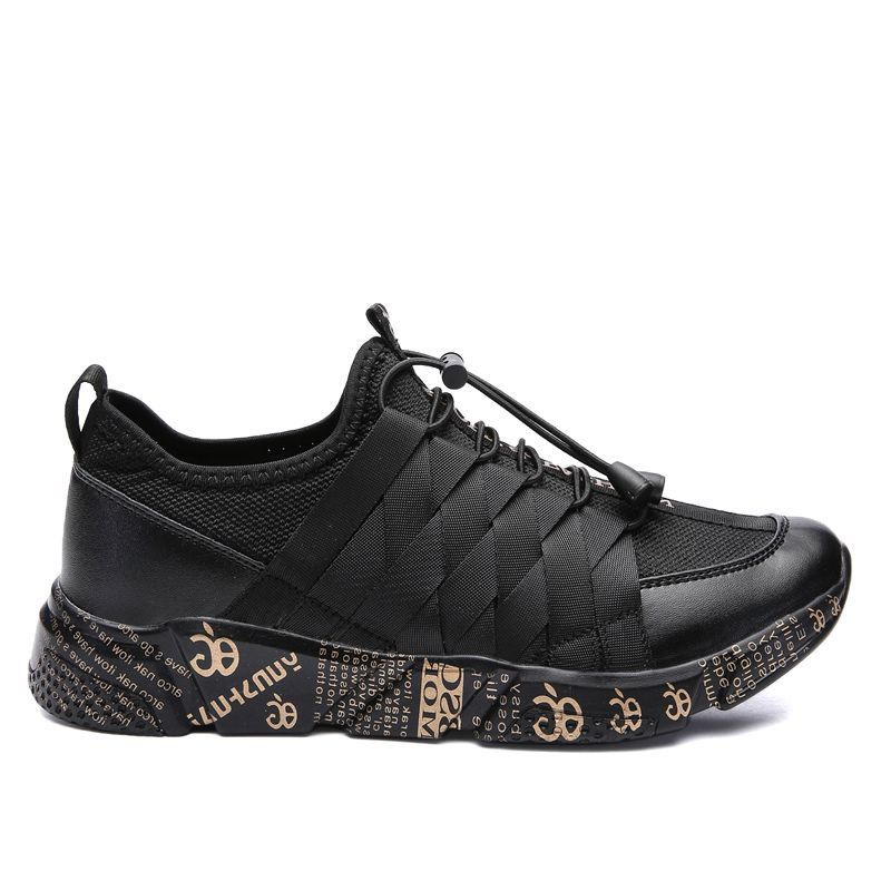 

New Personality Lightweight Line Tidal Casual Shoes, Black gold