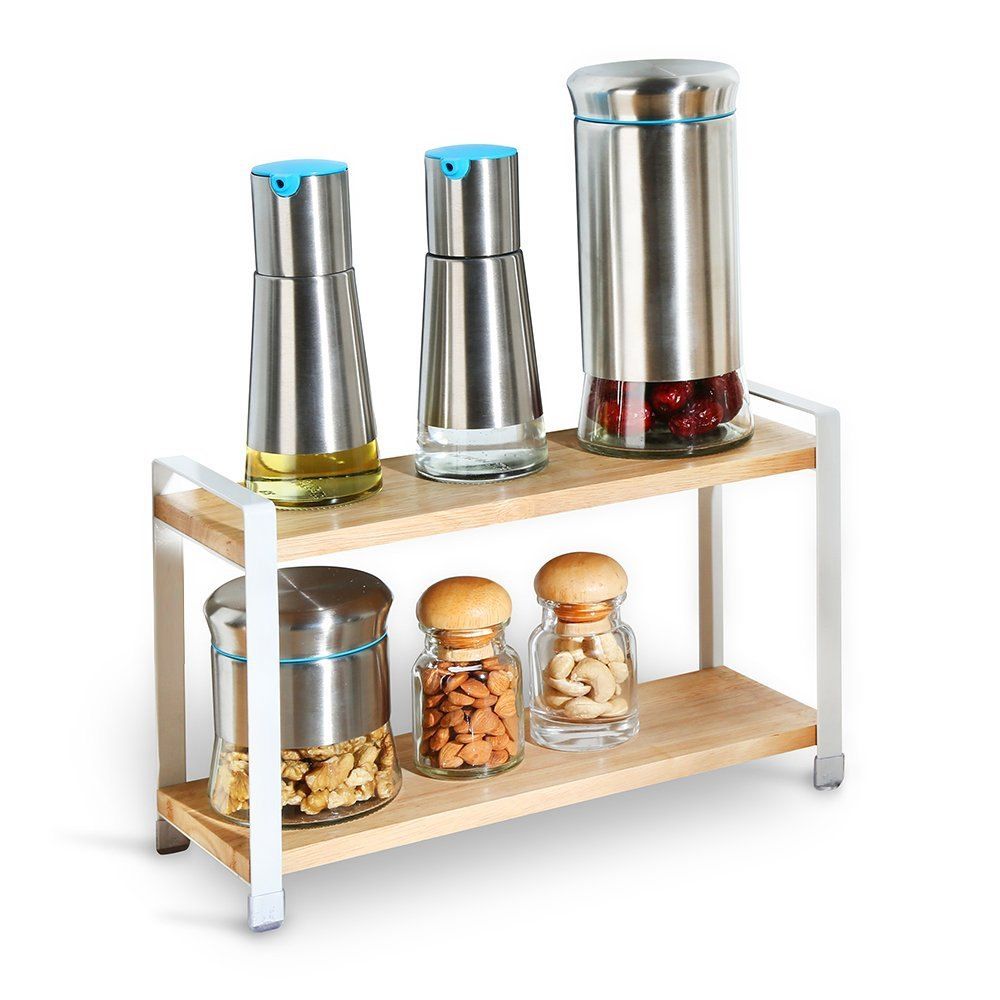 [41 OFF] 2 Tier Multipurpose Cruet Stand Wooden Cruet Set Spice Rack