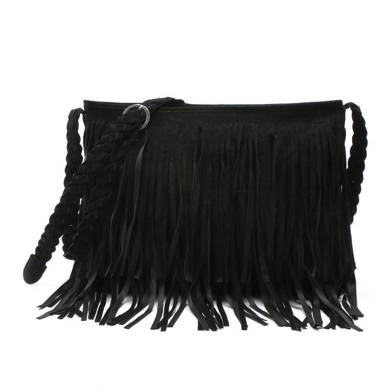Black Faux Suede Fringe Tassel Shoulder Bag Women S Fashion Handbag Affordable Faux Suede Fringe Tassel Shoulder Bag Women S Fashion Handbag Crossbody Messenger Bags Four Colors