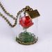 Women Girl Forever Love Rose Flower Antique Bronze Glass Bottle Necklace Valentine's Day Gift -  