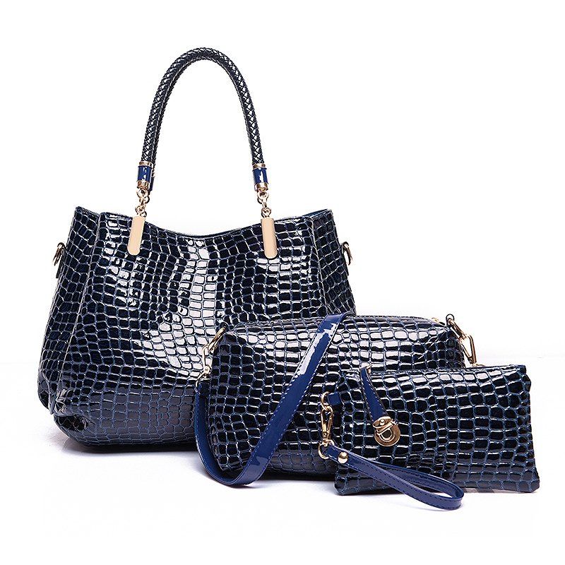 2018 Crocodile Patent Leather Handbag Shoulder Messenger Bag Bright Latest Crocodile Patent Leather Handbag Shoulder Messenger Bag Bright Handbags