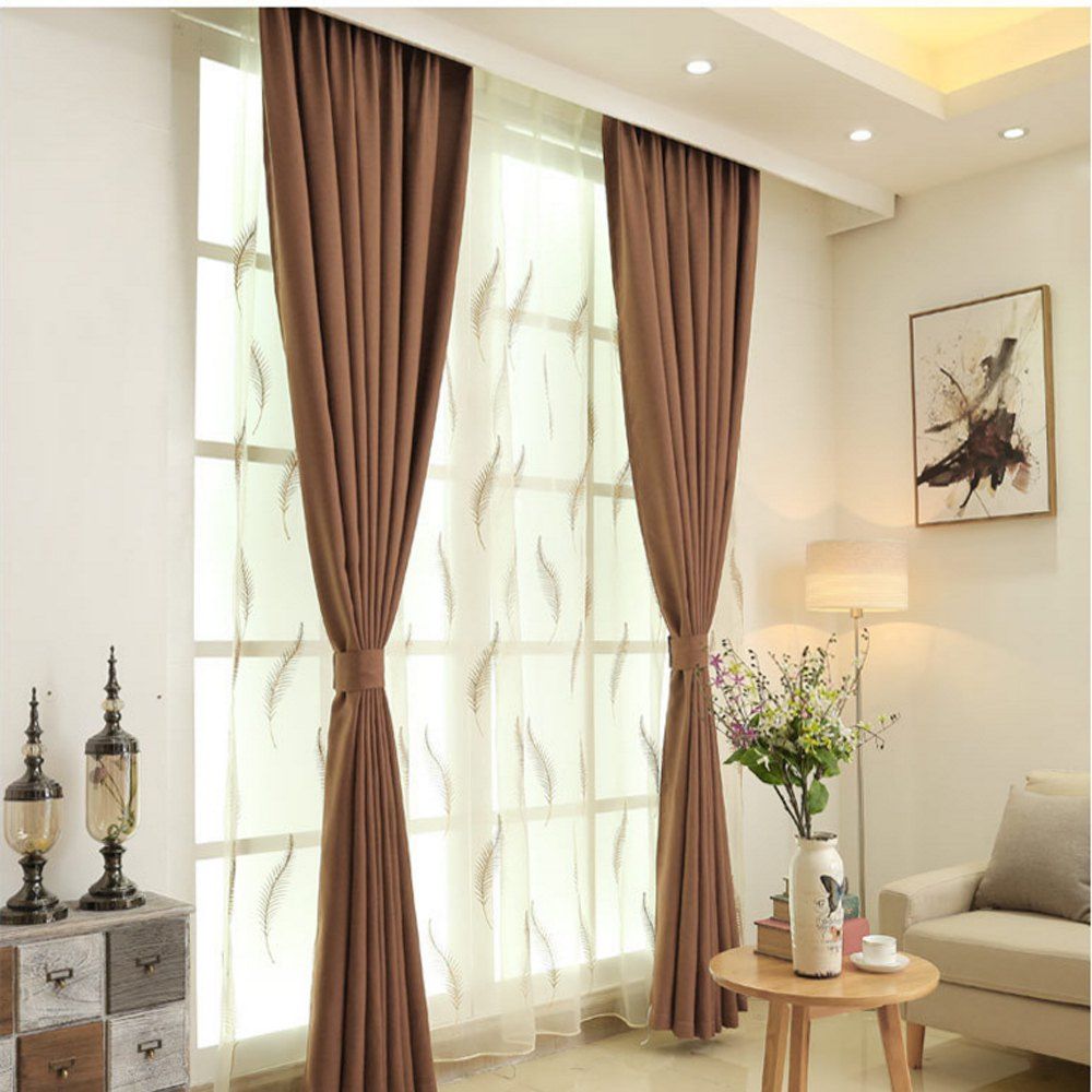 

Thickened shading curtain Insulated finished curtain, Dark coffee