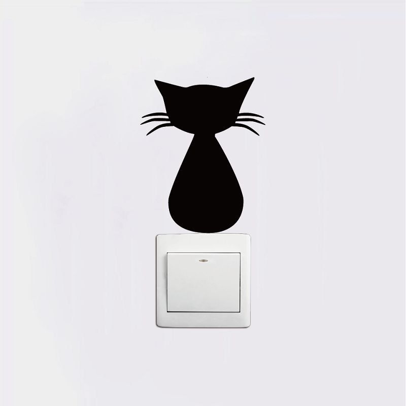 Autocollant De Commutateur De Dos De Kitty Mignon De Dsu Autocollant De Mur De Vinyle De Dessin Animé Créatif De Chat Pour Lenfant