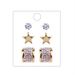 Star Rhinestone Geometry Copper Zircon Earrings Set -  