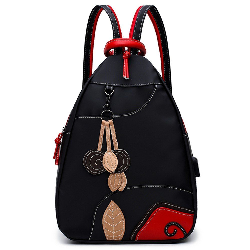 2018 Nylon Backpack Female Embroidery Fashion Small Fresh Unique Nylon Backpack Female Embroidery Fashion Small Fresh Multifunctional Handbag Shoulder Bag Large Travel
