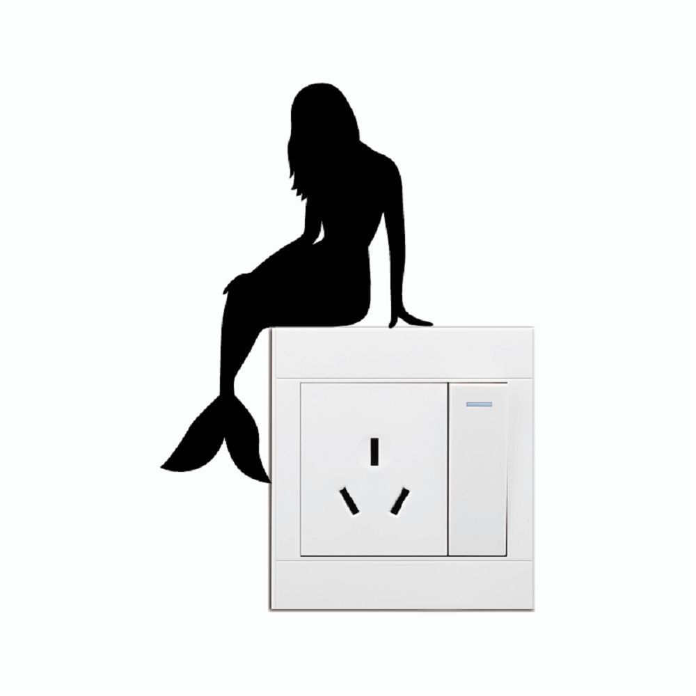 

DSU Ariel Mermaid Silhouette Switch Sticker Cartoon Animal Vinyl Wall Sticker, Black