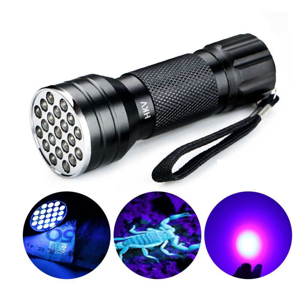 Black Hkv Uv Led Flashlight 21 Leds 395nm Ultra Violet Torch Light New Hkv Uv Led Flashlight 21 Leds 395nm Ultra Violet Torch Light Lamp Detector For Dog