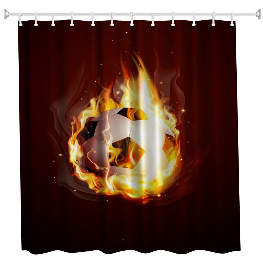 38 Off Burning Football Polyester Shower Curtain Bathroom