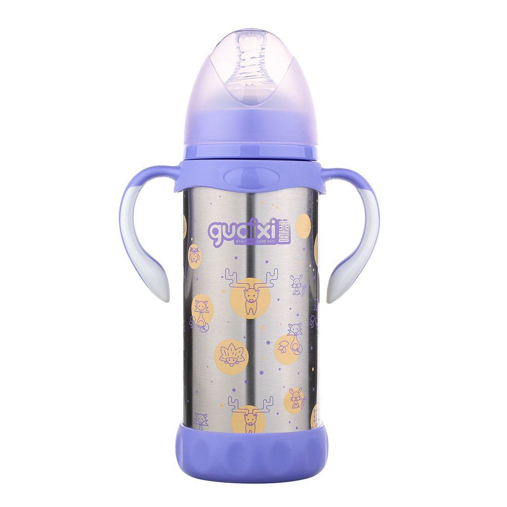 [41 OFF] Nontoxic Stainless Steel Baby Milk Bottle With Handles Keep Warm Straw Bottle Rosegal