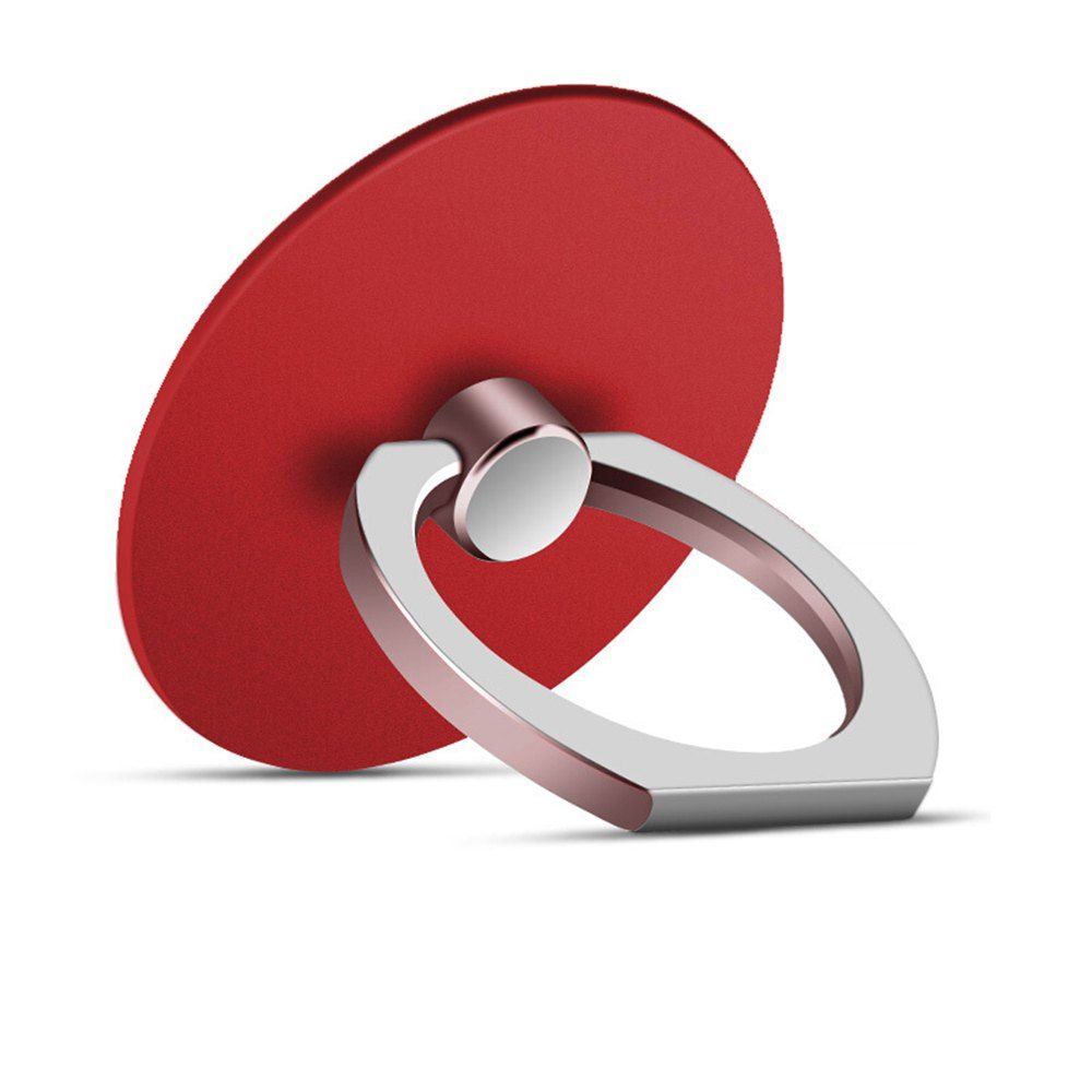 

360 Degree Round Finger Ring Mobile Phone Smartphone Stand Holder, Red