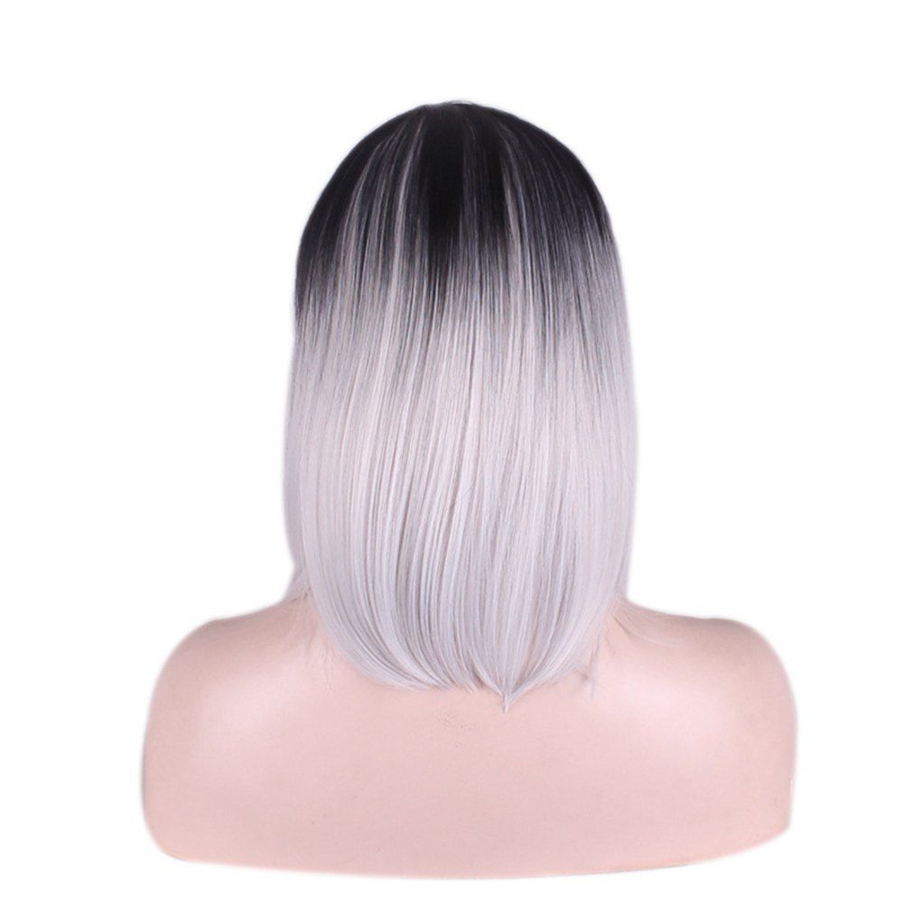 33 Vyjti Gray Korotkie Pryamye Volosy Pricheska Gradient Belye Vysokotemperaturnye Sinteticheskie Pariki Dlya Chernyh Belyh Zhenshin Cosplay Parik Rosegal Russia