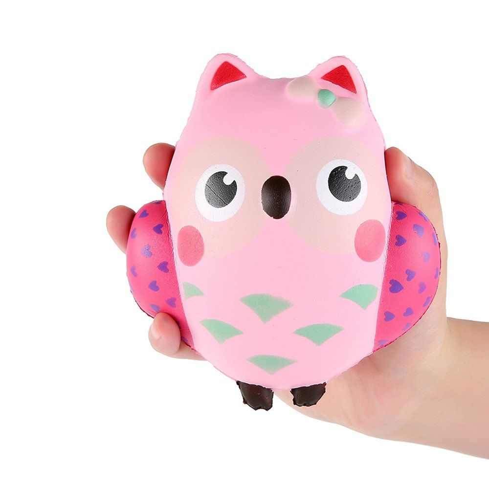 Pink Cute Owl Cream Scented Squishies Slow Rising Decompression Squeeze Toy For Kids Stress ...