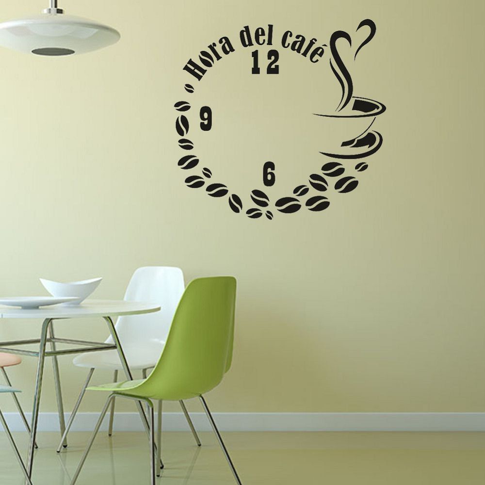 2018 Dsu Removable Kitchen Decal Clock Design Coffee Cup Wall Fancy Dsu Removable Kitchen Decal Clock Design Coffee Cup Wall Sticker Home Decor