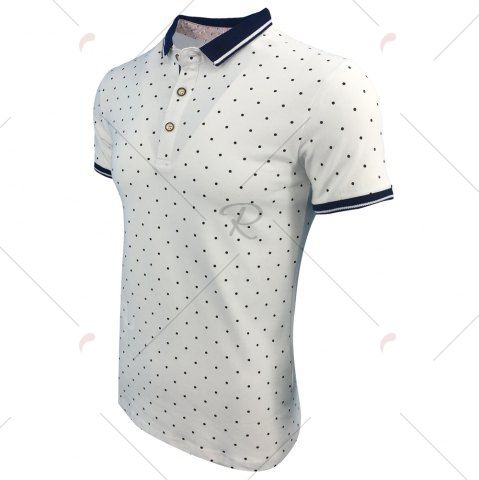 camisa blanca con lunares hombre