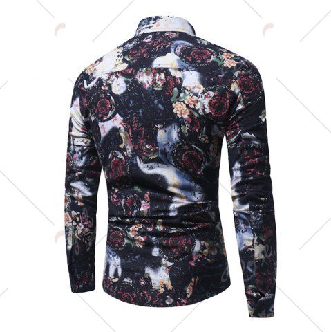 camisas manga larga de flores para hombres