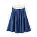 Women Denim Button A-Shaped Skirt -  