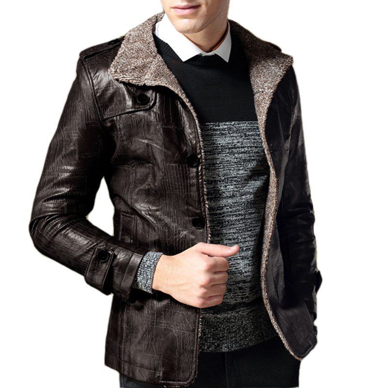 B1212 Men S Synthetic Leather Jacket Thicken Warm Stylish