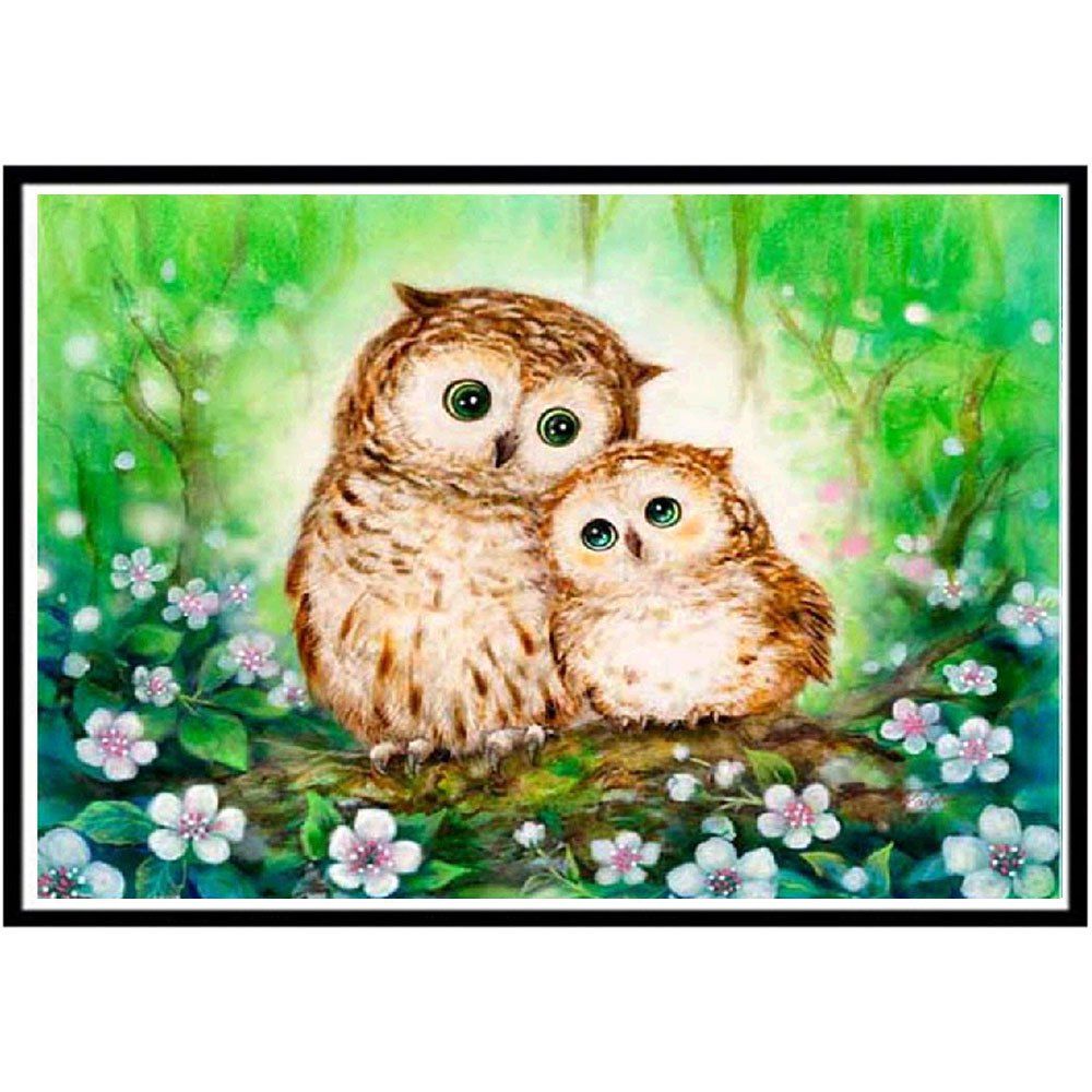 

NAIYUE 6291 Two Owls Print Draw 5D Diamond Painting Diamond Embroidery, White