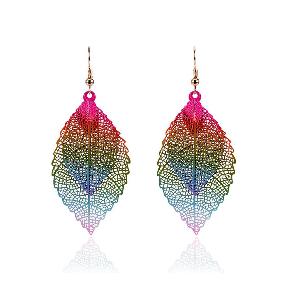 

Women Girls Fashion Jewelry Hollow Leaves Pendant Metal Drop Earrings Fashion Jewelry, Color