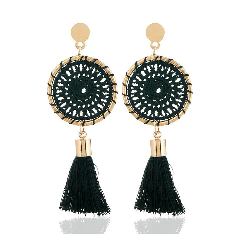 2018 Gold Round Cotton Boho Ethnic Tel Drop Earrings Women Las Fancy Gold Round Cotton Boho Ethnic Tel Drop Earrings Women Las 2018 Fashion Earring Bohemia Statement