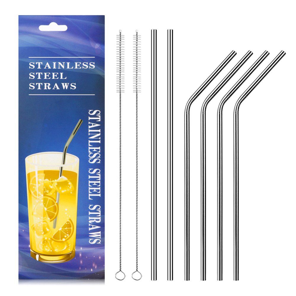 2019 10pcs stainless steel drinking straws multicolor reusable