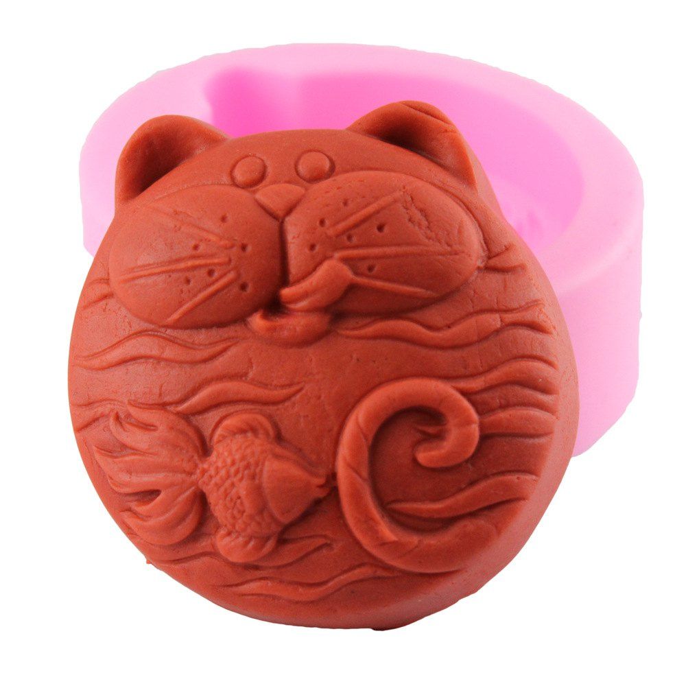 Chat Poissons Artisanat Art A La Main Savon Moule Silicone Gateau Moule Diy Fondant Chocolat Moule Gateau Outils De Cuisson En Pink Rosegal Com France