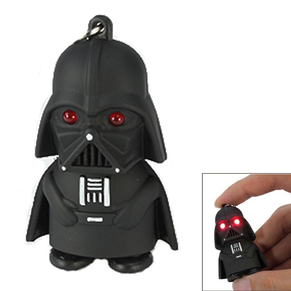 

Creative Star Wars Black Warrior Cartoon LED Luminous Sound Key Chain Pendant, Black&red