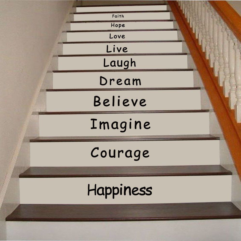 

Quote Wall Sticker Faith Hope Love Staircase Decorative Decal, Black