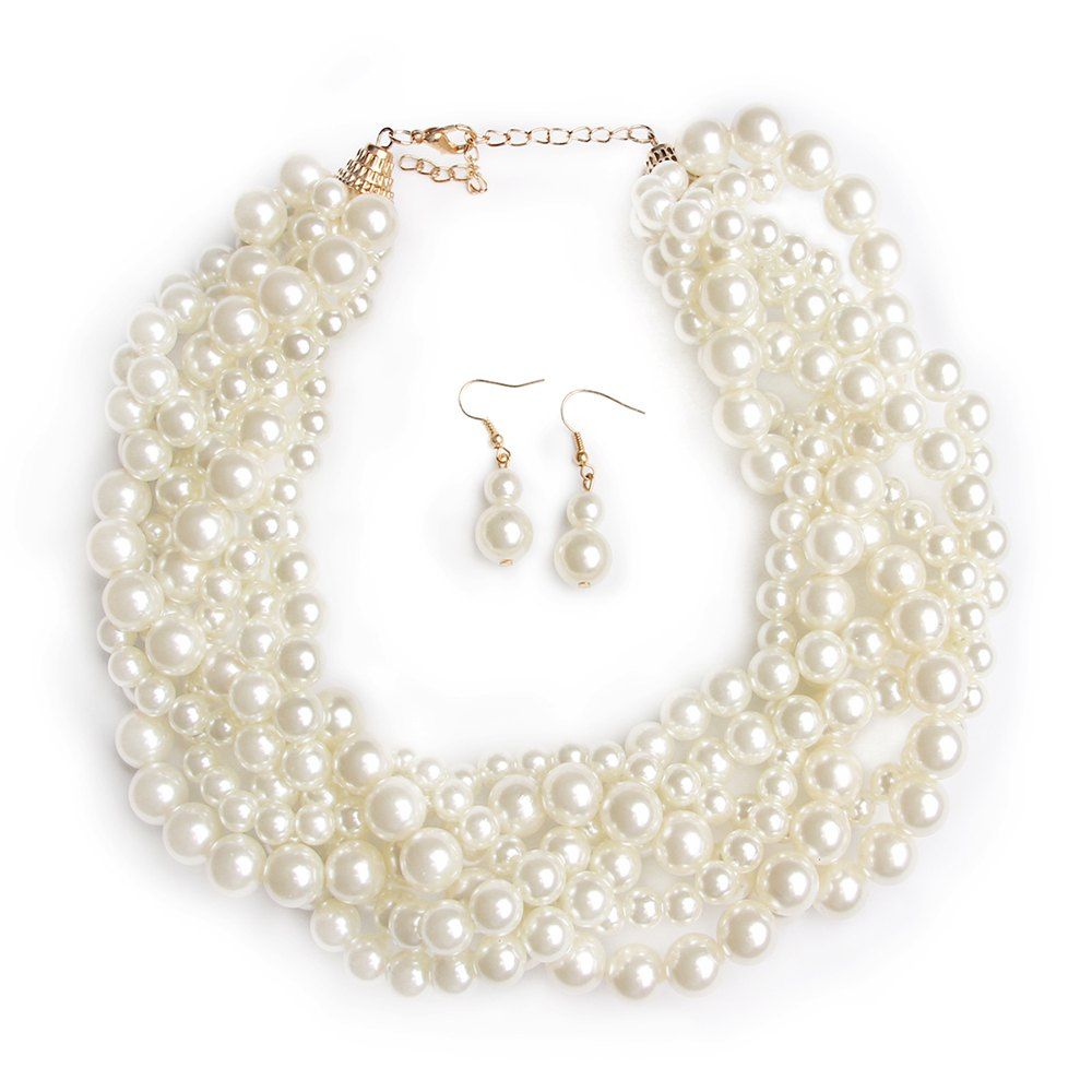 [42 OFF] Fashion Unique Pearl Necklace Exaggeration Costume Jewelry