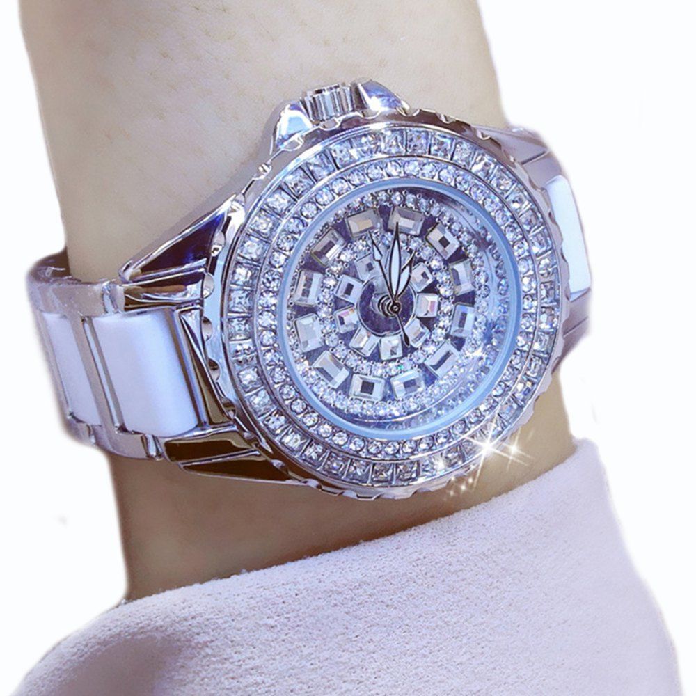 

Luxury Women Top Famous BrandCasual Quartz WatchCeramic Stainless Steel Band Female Watch, Silver