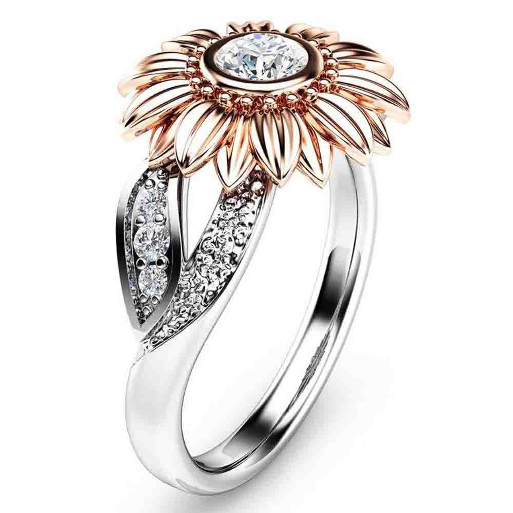 

Couple Jewelry Flower Sunflower Ladies Diamond Ring, Rose gold