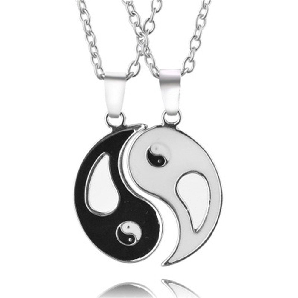 [38 OFF] 2pcs Jewelry Pendant Necklaces Black White Couples Paired
