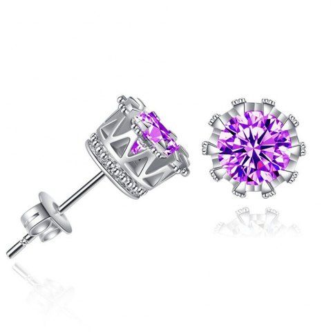 Purple Fashion Diamond Crown Earrings Rosegal Outfits Fashion Diamond Crown Earrings