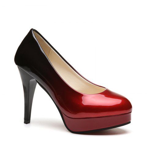 High Heel Round Head Single Shoes - Red - 40 High Heel Round Head Single Shoes - Red - 40