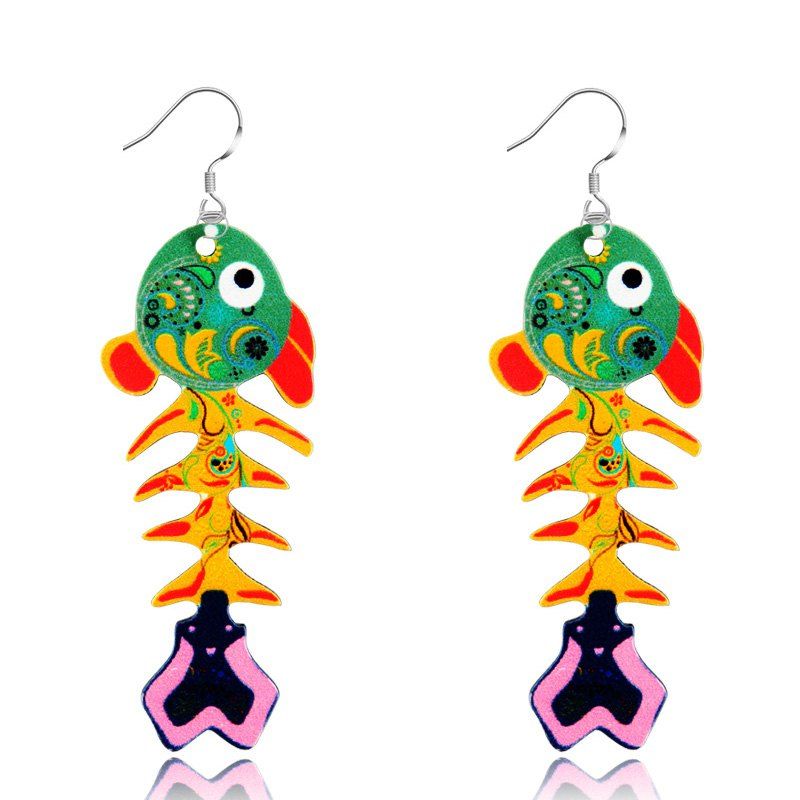 

Fashion Brand Exclusive Design Acrylic Dangle Drop Personality Fish Bones Earrings Fashion Jewelry For Women, Green