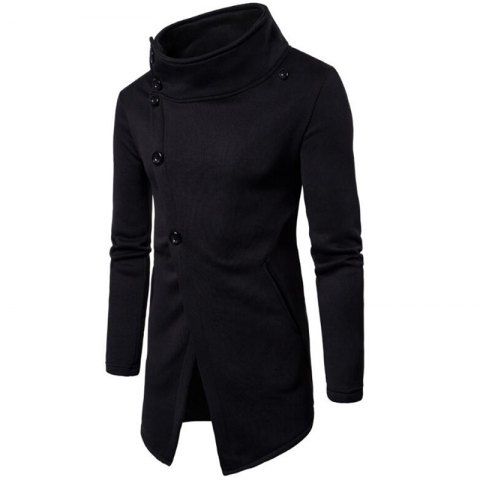 [49% OFF] Men's Casual Inclined Button Solid Color Stand Collar ...