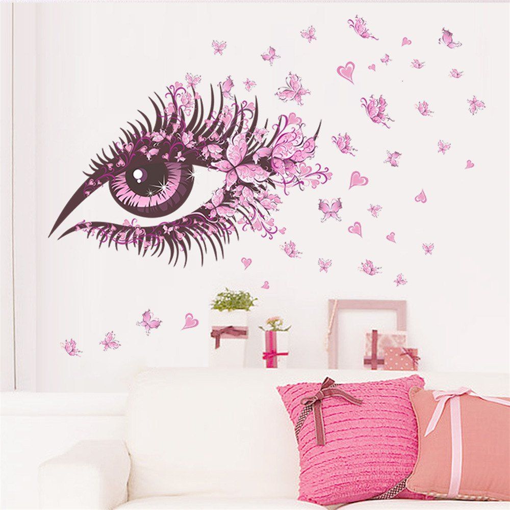 

Pink Eye Butterfly Creative Decals For Home Decoration Removable Wall Art Picture, Colormix