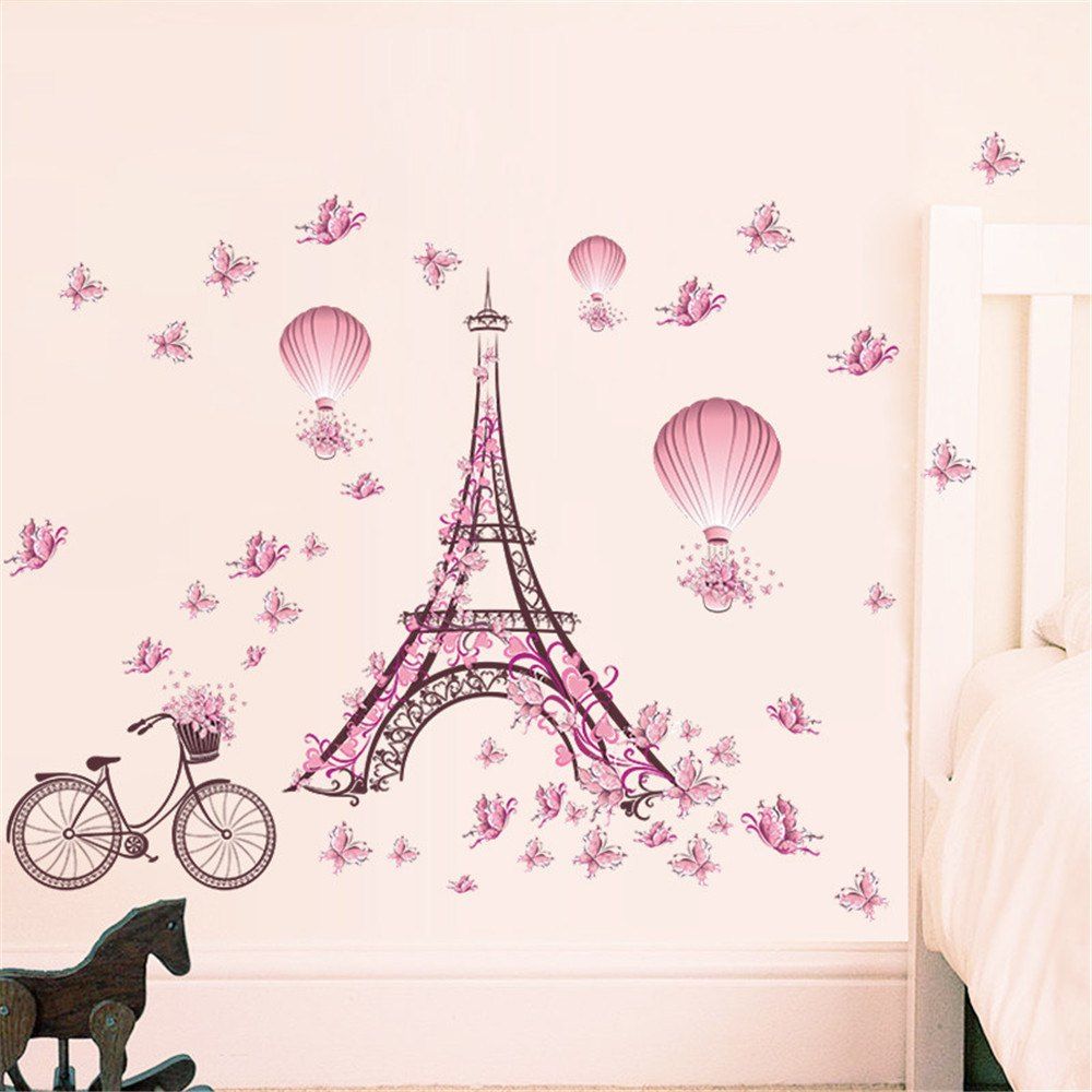 Colormix Paris Tower Pink Erfly Wall Art Sticker For Home Room Best Paris Tower Pink Erfly Wall Art Sticker For Home Room Decoration Waterproof Removable Decals