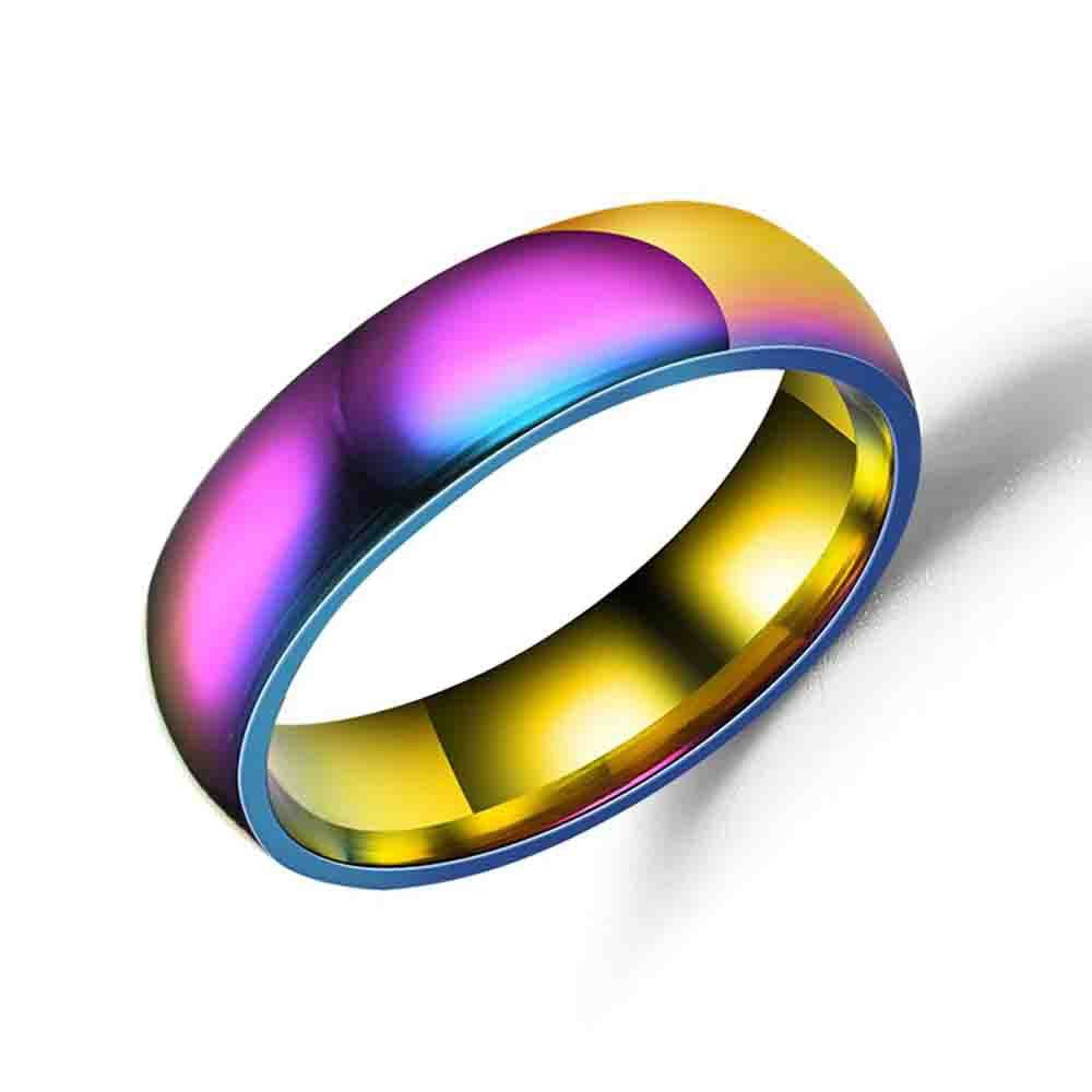 

Stylish High-Quality Classic Men and Women Rainbow Colorful Titanium Steel Couple Rings, Colours