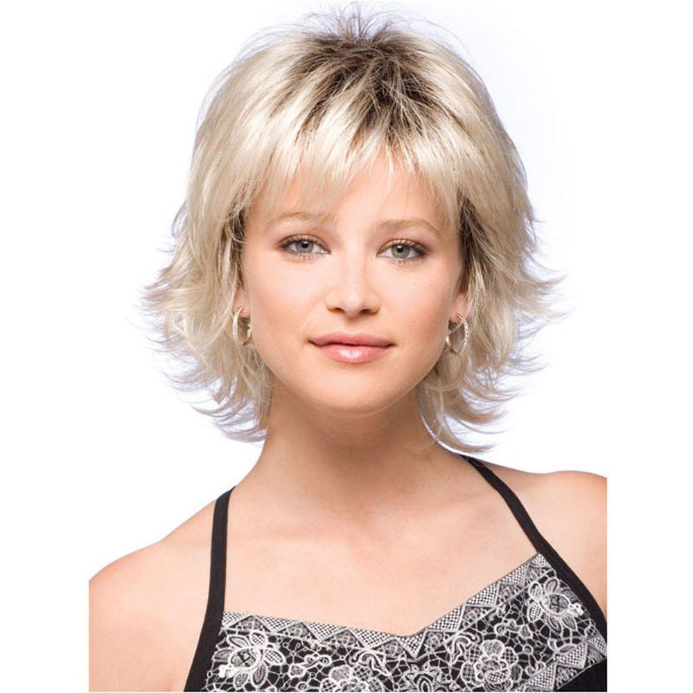 

Ladies Short Fluffy Curly Hair Wigs, Golden