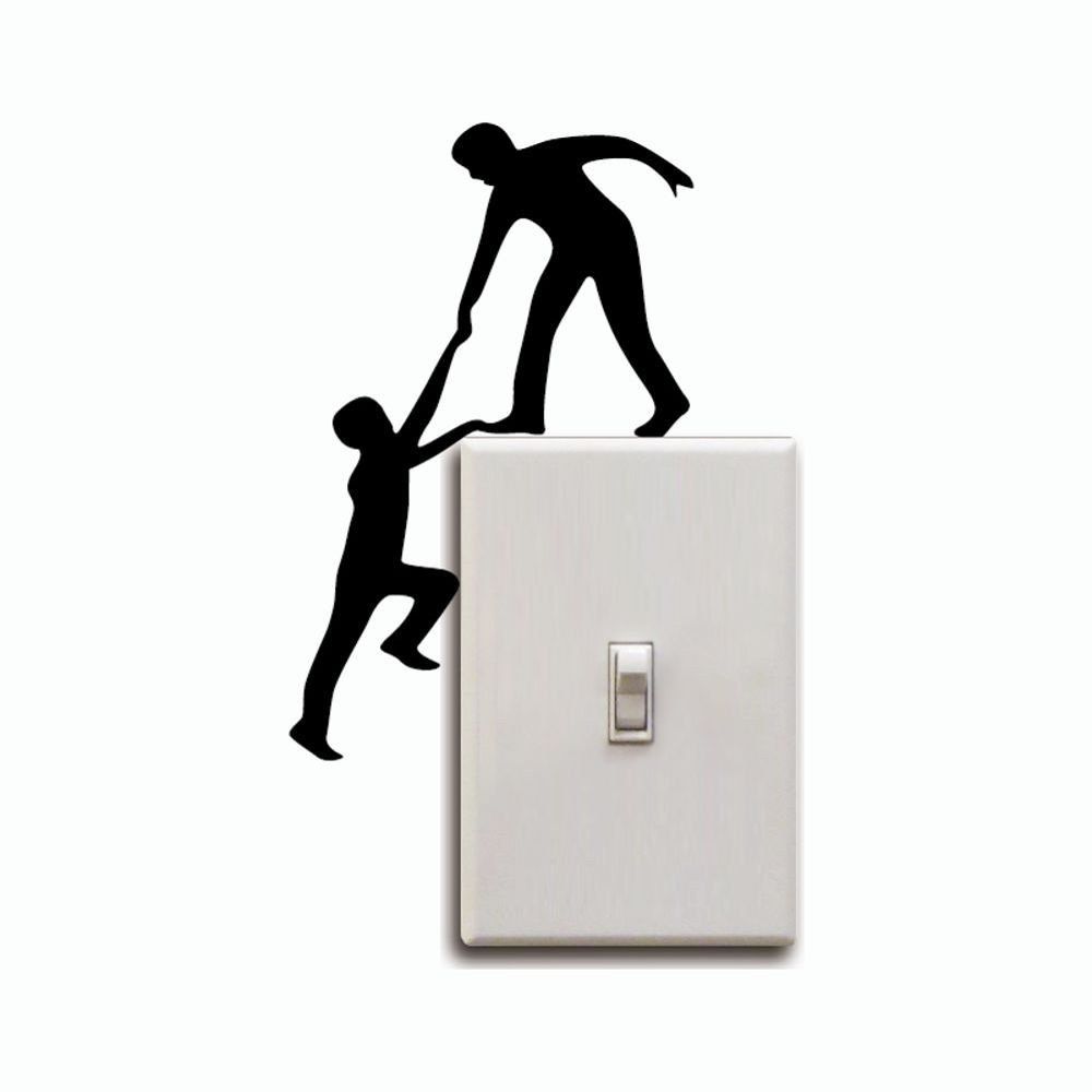 

DSU Creative Climbing Light Switch Sticker Funny Helping Hands Wall Decal, Black