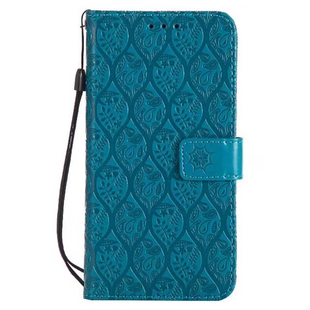 

Cover Case for Motorola Moto G5 Plus Embossed Rattan Pattern PU Leather Wallet Case, Blue