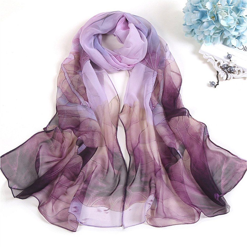 

Summer Lotus Sunscreen Scarf Sea Beach Towel, Purple