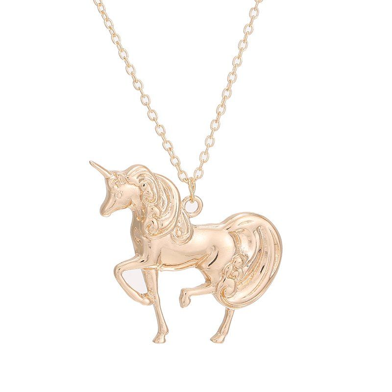 

Fashion Unicorn Pendant Necklace Simple Charm Birthday Gift for Woman, Gold