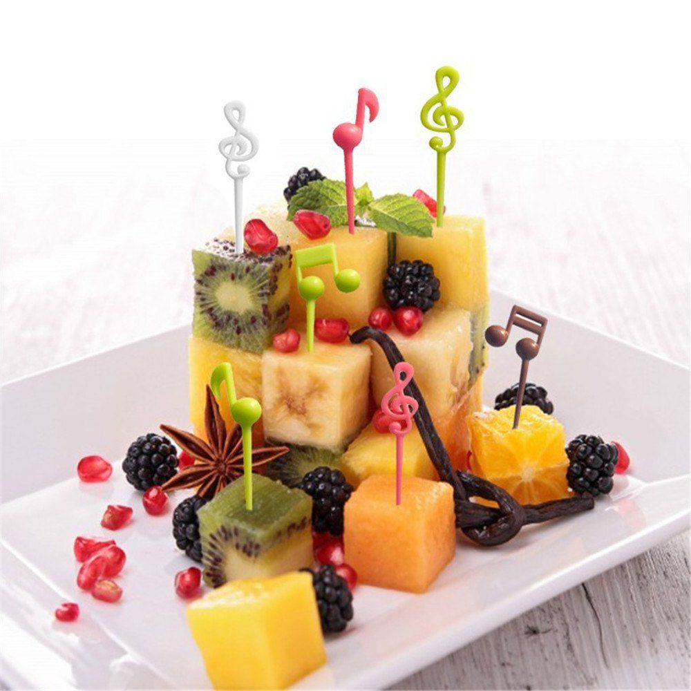 

Best Selling Musical Notes Fruit Fork Fancy Children Bento Decoration Sign 16PCS, Colormix