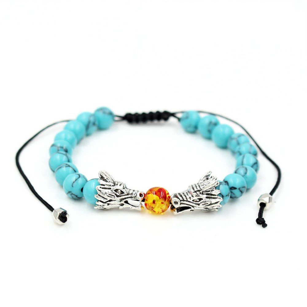 2019 Chinese Style Natural Stone Beaded Jewelry Silver Color Dragon Chinese Style Natural Stone Beaded Jewelry Silver Color Dragon Charm Braided Macrame Bracelet