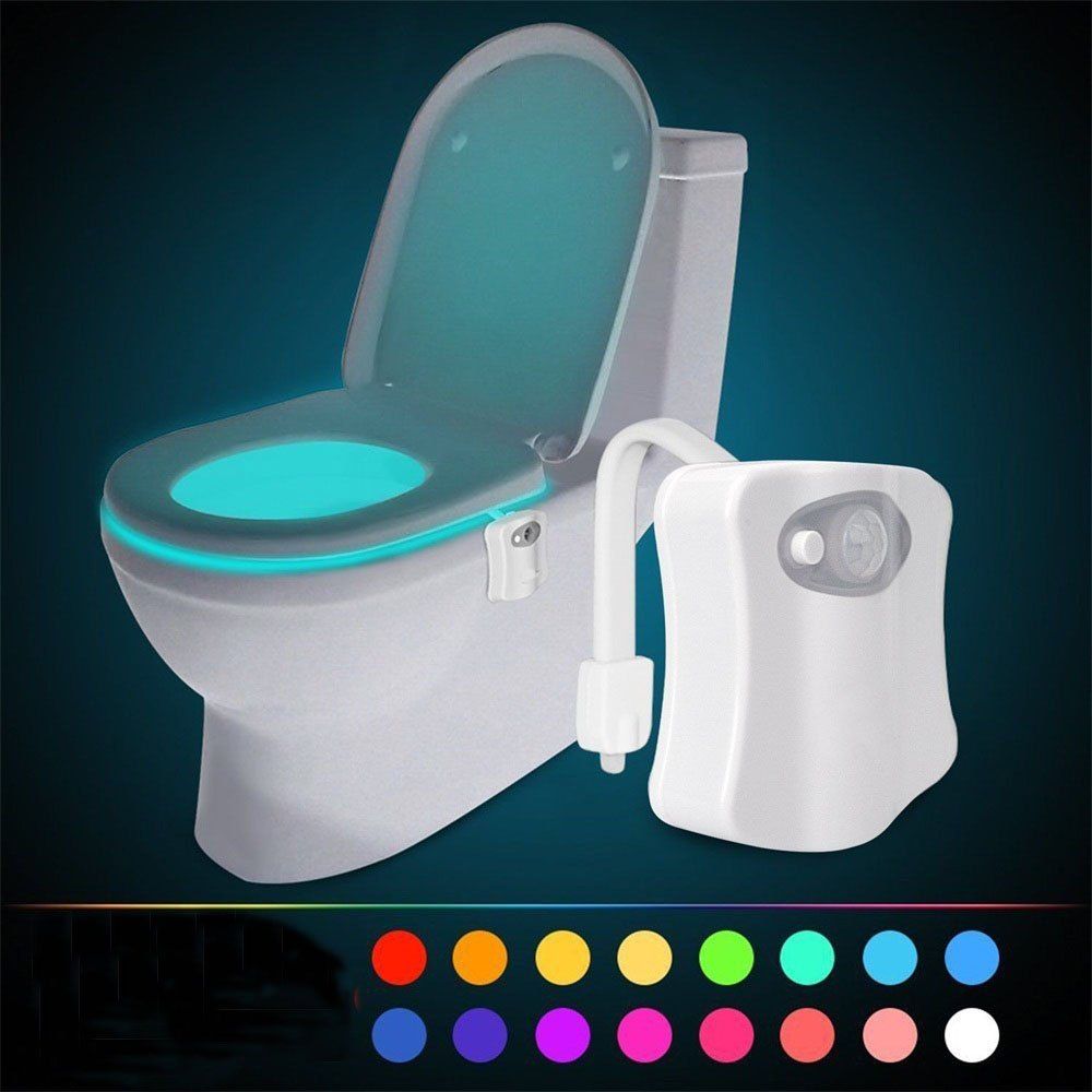 

16 Color LED Motion Sensing Automatic Bathroom Toilet Night Motion Activated Lamp, White